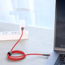 Baseus Cafule Cable wytrzymały nylonowy kabel przewód USB-C PD / USB-C PD PD2.0 60W 20V 3A QC3.0 2M czarno-czerwony (CATKLF-H91)